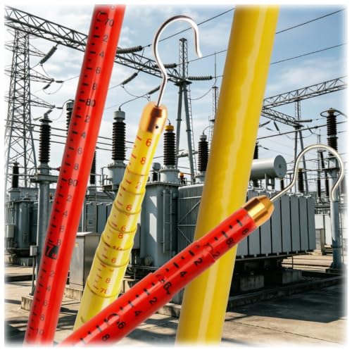 Varilla de medición telescópica, poste de medición de altura de alto voltaje(Yellow,33ft(10m))