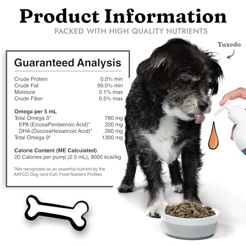 Salmon Oil for Dogs & Cats - Healthy Skin & Coat, Fish Oil, Omega 3 EPA DHA, Liquid Food Supplement for Pets, All Natural, Supports Joint & Bone Health, Natural Allergy & Inflammation Defense, 32 oz