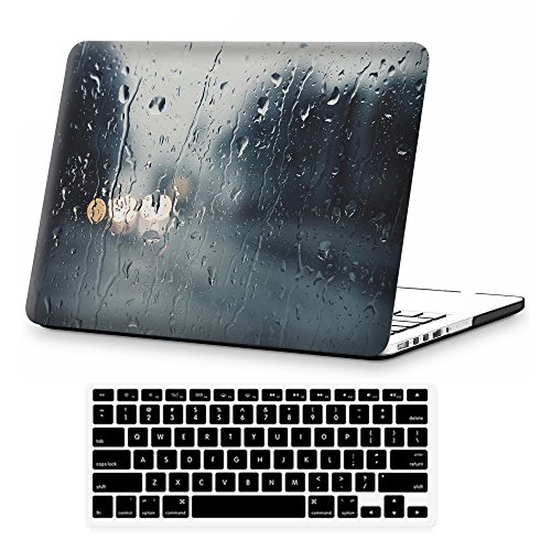 iCasso MacBook Retina 15 Inch Case Rubber Coated Soft Touch Hard Shell Protective Cover for MacBook Pro 15 Inch Retina (No CD-ROM) Model A1398 with Keyboard Cover-Raining Scene
