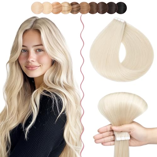 SEGO Przedłużenie włosów na taśmie, prawdziwe włosy, 15 g, 10 sztuk, 100% włosy Remy, 50 cm, # 70