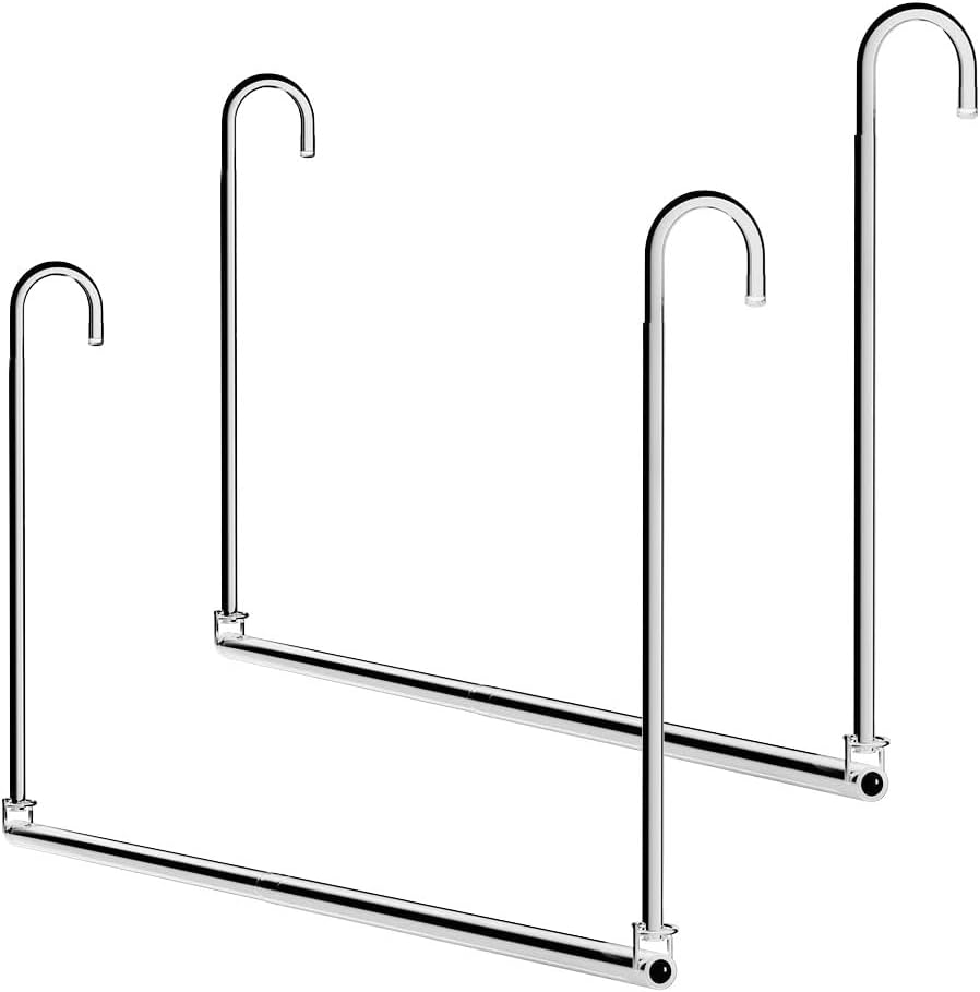 Barra para colgar en el armario, ancho y altura ajustables que ahorra espacio, barra para colgar ropa, paquete de 2 unidades, cromada