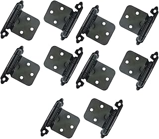 Vsiki 10PCS Self Closing Hinges (2-1/8"), Satin Nickel Cabinet Door Hinges, Spring Variable Overlay Hinge Face Mount for Kitchen, Cupboard, Furniture, Bathroom, Bedroom Doors (Matt Black)