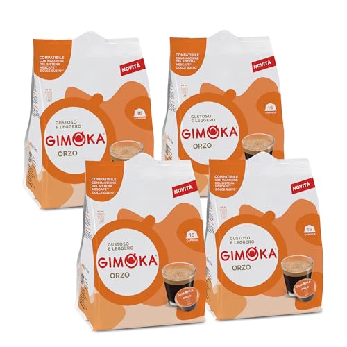 Gimoka - Compatible Para Nescafè - Dolce Gusto - 64 Cápsulas - Sabor CEBADA - Made In Italy - 4 Paquetes De 16 Cápsulas
