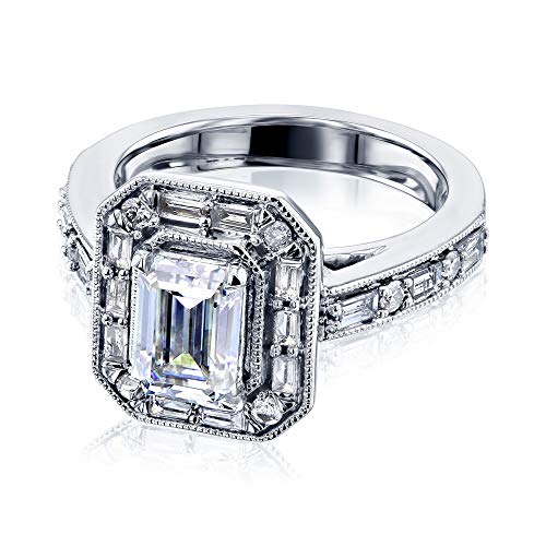 Kobelli Moissanite The Daisy Art Deco Emerald Engagement Ring (DEF/VS)4