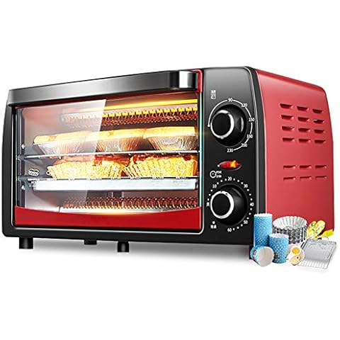 SS-1 12L Electric Mini Oven Red Home Baking Box, with 30 ° C Wide-area Temperature Control,Timer & Accessories Also Included - Full Automatic Baking Food Cover