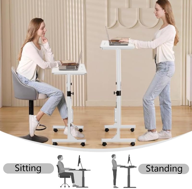 Portable Standing Desk Adjustable Height 27 5-43 3 Small Rolling Desk with Lockable Wheels Foldable Computer Desk for — view 6