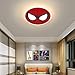 ZXM LED Bande Dessinée Enfants Chambre Plafonnier Spiderman Plafonnier avec Télécommande Dimmable Abat-Jour en Acrylique Rouge pour Chambre Salon Salle À Manger Maternelle,50CM(45W)