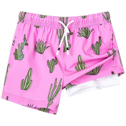 Image of SURF CUZ Boys Swim Trunks with Boxer Brief Liner Toddler Boy Stretch Swimsuit Shorts Quick Dry Swimming Trunks Bathing Suit