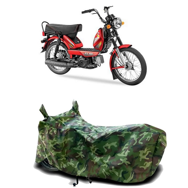 Image of DUFFEL-100% Heat Protection Two Wheeler Bike /Scooty Body Cover for TVS Heavy Duty Water Resistance /UV-Rays /Birds Dropping /Scratchproof /Dust Proof /Waterproof[Green Jungle Print]