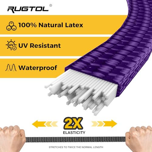 Image of Rugtol Bungee Cords with Hooks, 48 Inch Adjustable Flat Bungee Straps with Quick Release Buckle, Black Purple Heavy Duty Elastic Cords with Metal Hooks for Bike Rack, Camping, Outdoor, Tarp, 6 Pack