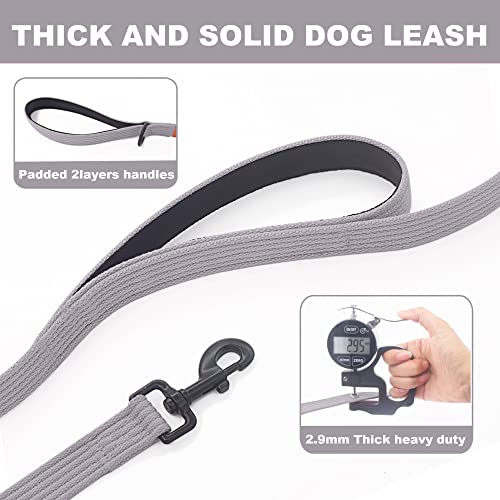 Lynxking Dog Training Leash Double Handles Dog Leash Heavy Duty 6Ft Webbing 2 Padded Handles Traffic Leash Safety Walking Lead For Medium Large Dogs 3/4" X6' Grey #TOP6