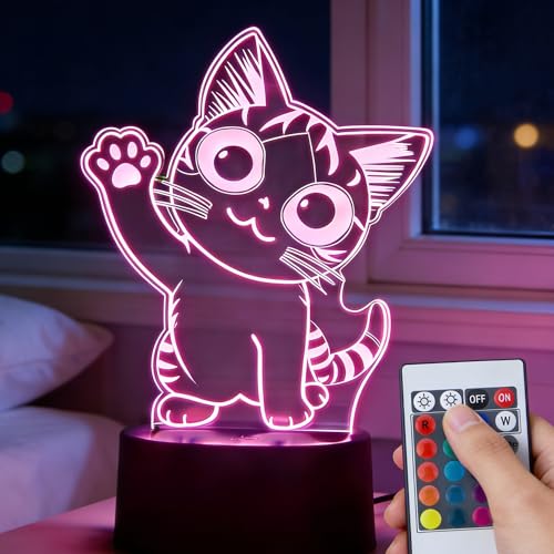 Veilleuse chat 3D idée cadeau enfant fille garçon pour anniversaire et Noël