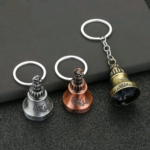 Image of OTTAVO Guardian Bell Keychain, Oxidized Copper, Tibetan Style, 5 cm Height, Good Luck Charm