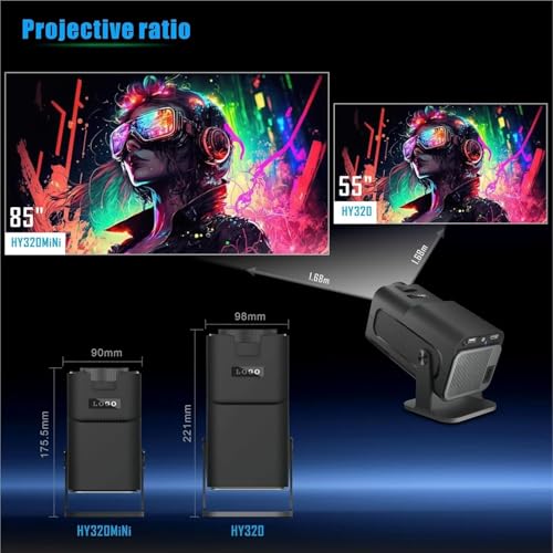 Image of Portable Mini Projector-4K 1080P 30fps Full HD,180 Rotatable WiFi Projector, Bluetooth 5.0,Android 11,Dual Band 2.4G /5G,Home Theater & Outdoor Use,Compatible with TV Stick /Windows /iOS /Android