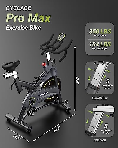 Cyclace Magnetic Exercise Bike (2023 Upgrade) -350 Lbs Weight Capacity - Indoor Cycling Bike With Comfortable Seat Cushion #TOP5