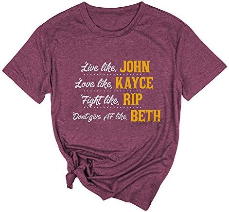 Xiaomomo Womens Vintage TV T-Shirt Funny Dont Give Af Like Beth Graphic Tees Tops (M, Purple)