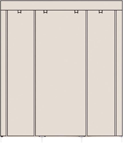 Miniatura 3 de Teeker 69 '' Armario de ropa portátil de tela no tejida Armario Organizador de almacenamiento de barra doble Beige