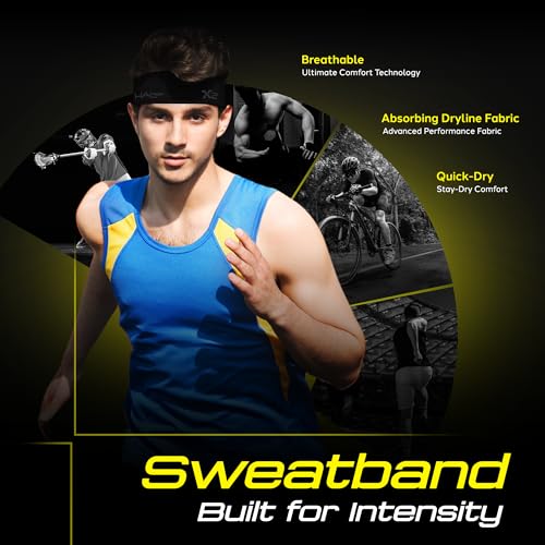 Image of Halo Headband X Series Sweatband for Extreme Sweating-Running Headband for 3 Layers of Super Absorbing Dryline Fabric with Patented SweatSeal to Channel Sweat Away from Eyes.