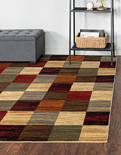 Image of Unique Loom Barista Collection Area Rug - Gava (10' Square, Multi /Brown)