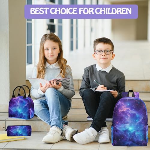 Scovotec Galaxy 3PCS Backpack for Boys Girls, Kids Back to School Backpack Set with Lunch Box Pencil Case, 17 Inch Lightweight Bookpack 3 in 1 Set for Teens Elementary Middle High School Students by Scovotec - Used condition - Image 8