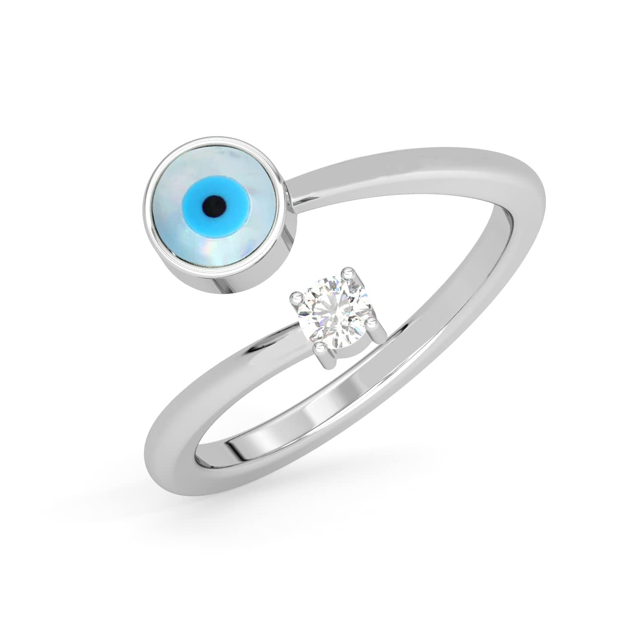 Clara Pure 925 Sterling Silver Evil Eye Finger Ring with Adjustable Band | Gift for Women Girls Wife Girlfriend | Swiss Zircon Rhodium Plated (B0C6TZ8BQ3) Amazon Price History, Amazon Price Tracker
