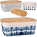 alles-meine.de GmbH Kunststoff - Brotkasten mit Schneidebrett - Retro Design Muster - blau & weiß - BPA frei - 30,5 cm - aromadicht - extra HOCH - Brotbox / Brotdose - Brotschnei..