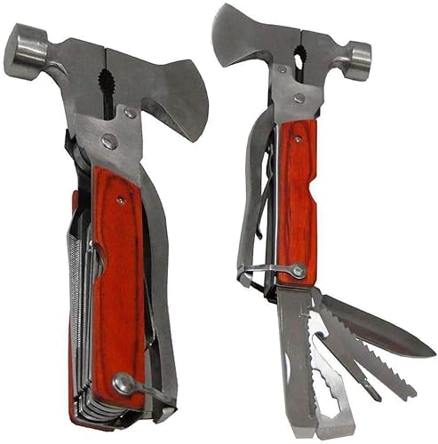 Martelo e Machadinha Tático Multifuncional em Aço Inox | Kit de Sobrevivência 11 em 1 com | Ferramen