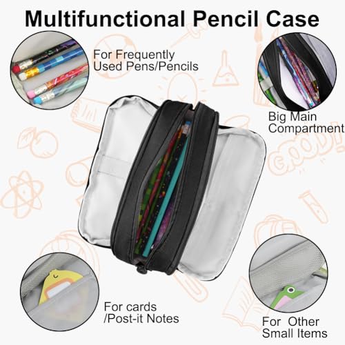 OFFCUP Pencil Case for Large Capacity Black Stationery Pencils Case Bag, Durable Shell Pen Maker Pencil Pouch - Image 3