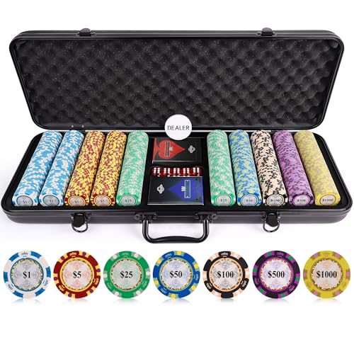 Casino Poker Chip Set with Cards Dice Dealer Button