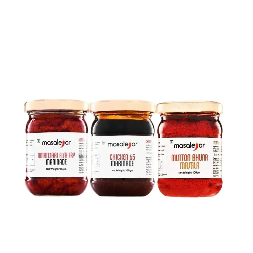 Masalejar All Rounder Combo | Amritsari Fish Fry Marinade + Chicken 65 Marinade + Mutton Bhuna Masala | Ready to Cook Spice Mix | Just Mix & Cook | No MSG (Pack of 3X100gm) (B0BNTXX5NT) Amazon Price History, Amazon Price Tracker