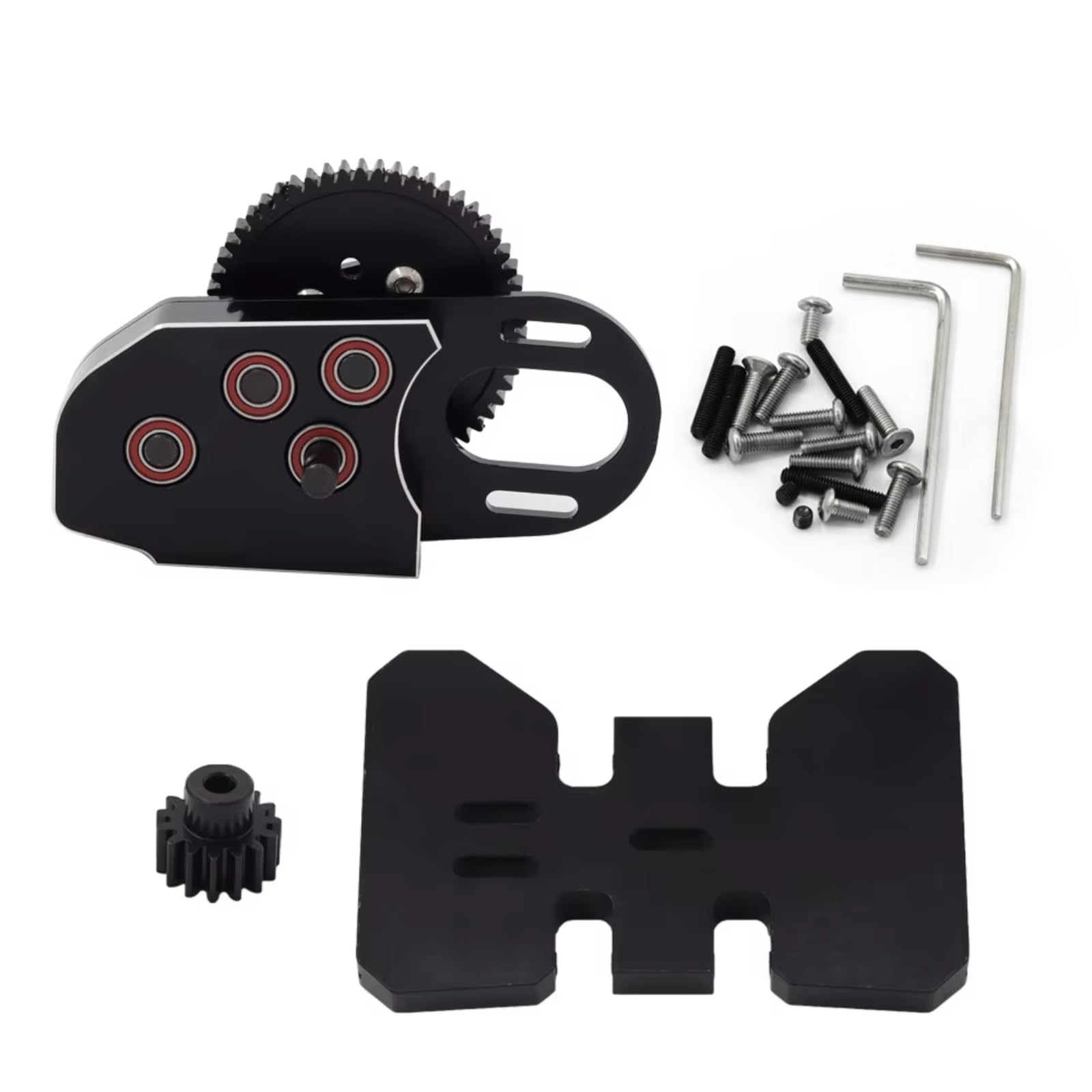 RC Car Accessories for SCX10 III II 90046 for Capra for TRX4 1/10 for LCG 2Low Gearbox Middle Transmission Box W/Overdrive Gear RC Crawler Upgrade Part(Black)