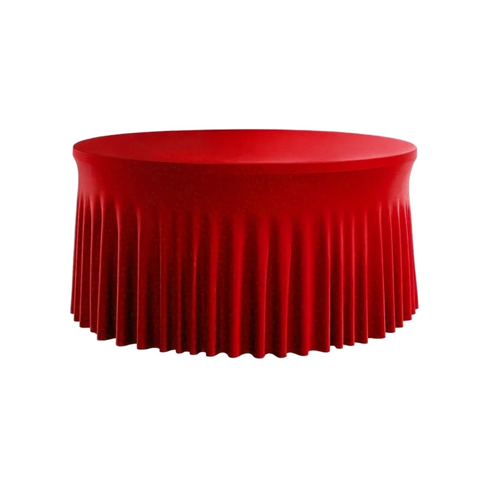 XUCZHAI Pleated Wave Spandex Round Tablecloth Elastic Skirted Cover for Banquet Wedding Stain-Resistant For Banquets, Wedding, Parties(Red,6FT 183.0CM ROUND)