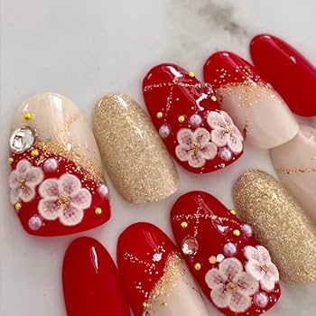 Amazon | ネイルチップ｜5サイズから選べます｜1123赤 レッド