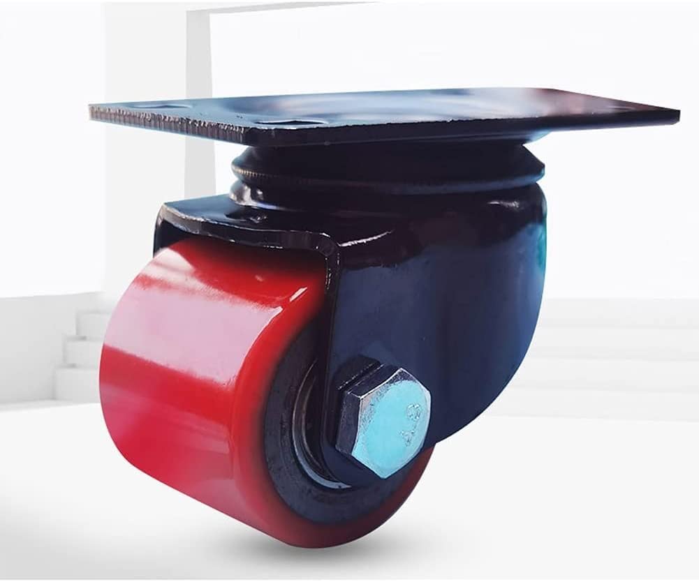 Ruote a Piastra da 2 Pollici (50 mm) con Portata 1000 kg, silenziose, in PU, con Freno, Antiscivolo, girevoli, per Trasporto Industriale, banco da Lavoro, Fabbrica, 4 Pezzi
