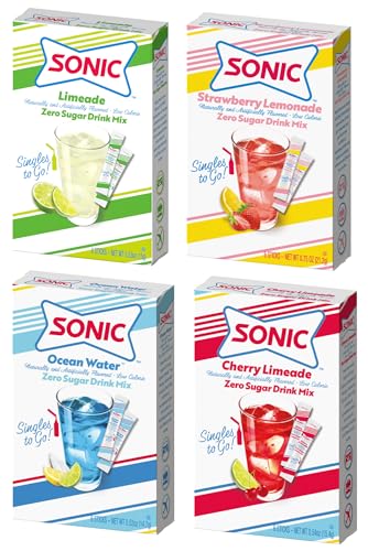 Sonic Singles to Go! Drink Mix Variety Pack - Sonic Drink Mix Packets - Limeade, Ocean Water, Cherry...