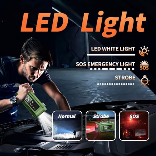 Image of STARQ 7-in-1 Portable Jump Starter with Air Compressor, 15000mAh Battery, 2500A Peak Current, 150PSI Tyre Inflator, LED Emergency Light for Car, Bike & SUV