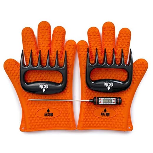 BBQ Gloves, Meat Claws and Digital Instant Read BBQ Thermometer - Heat Resistant/Silicone Gloves - BBQ Grilling Tool Accessories