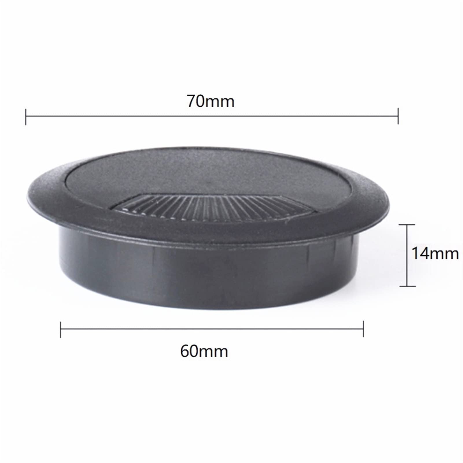 Schreibtischtülle Schreibtischdurchführung, Kabeldurchführung, 60 mm, 8 Stück, schwarze Kunststoff-Drahtlochabdeckung for Computertisch, Schublade, Schrank, Kabelanschluss