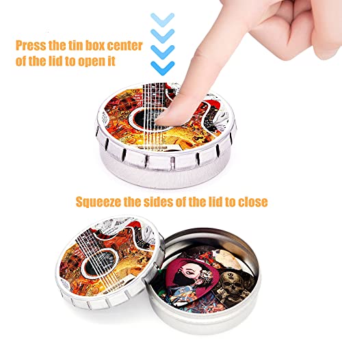Guitar Picks 12 Medium Pack With Leather Picks Holder And Tin Box,Unique Artistic Celluloid Guitar Pick For Bass Electric Guitar Acoustic Guitar Lovers Gift(Mix-1) #TOP5