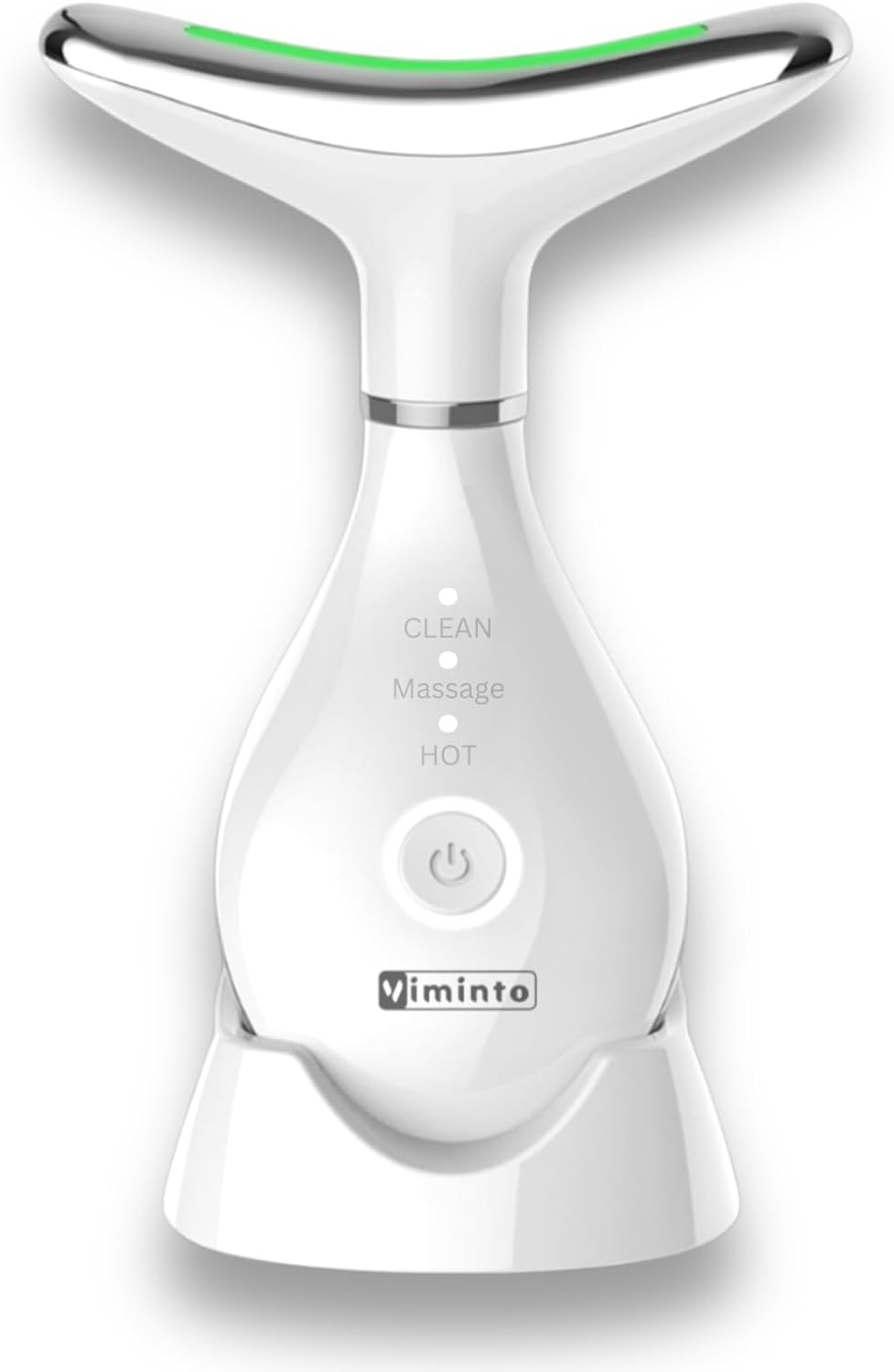 VIMINTO ® 3-in-1 Face Massager – Facial Massager Tool with Soothing Heat, Vibration, and Smart Touch – Red, Blue & Green Light Modes for Relaxation and Radiance – Compact & Portable – White