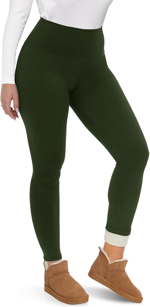 CAMPSNAIL Fleece Lined Leggings Women - Thick Soft High Waisted Black Tummy Control Thermal Warm Velvet Pants for Cold Winter