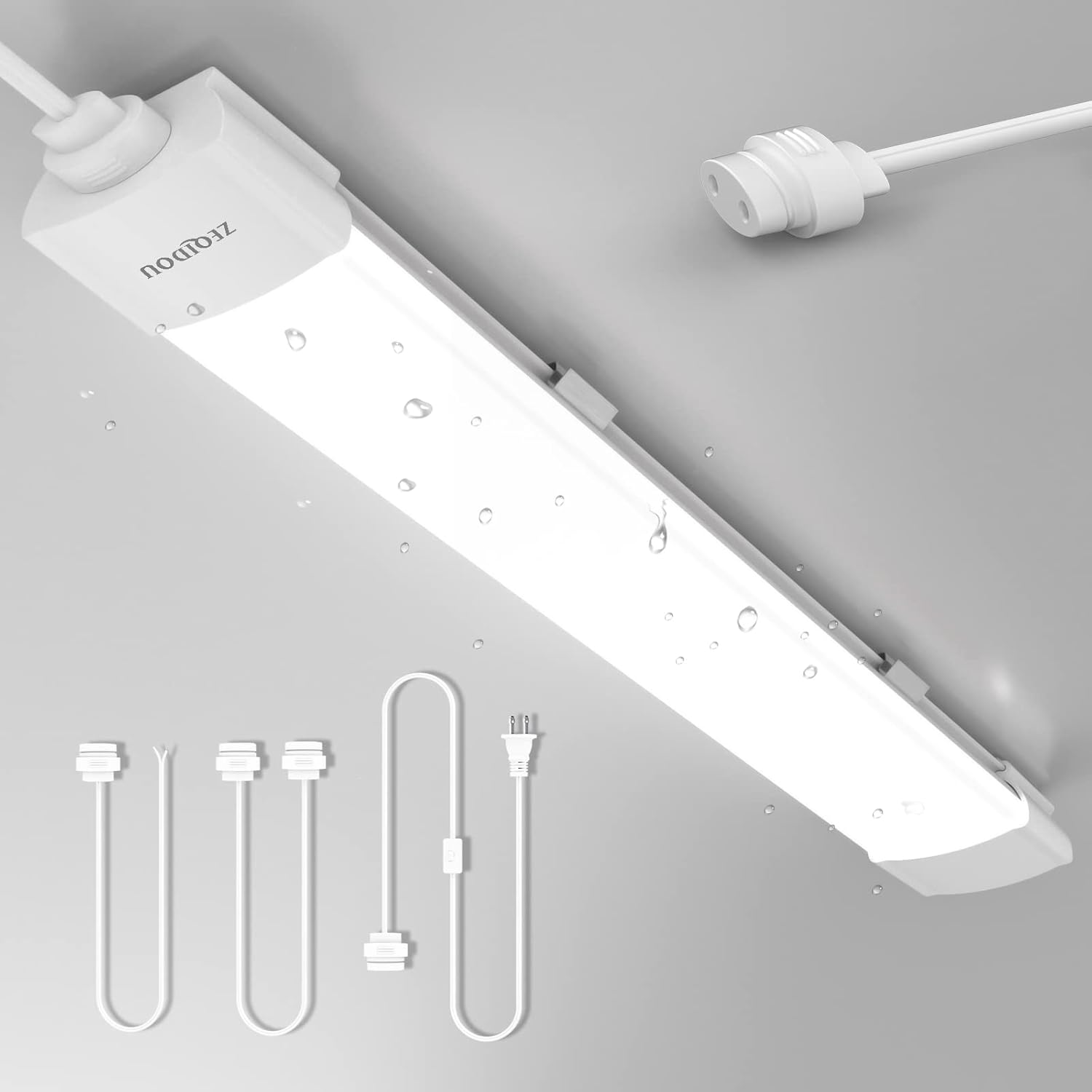 Plug-in LED Shop Light 2ft, 18W 5000K Bright LED Light Fixture, Waterproof Linkable Utility Tube Lights, LED Light Bar for Room, Garage, Workbench, Basement, Shed, Warehouse (2 Foot)