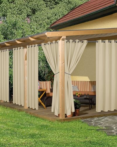HolidayIdeas Outdoor Curtains for Patio Waterproof, 6 Panels - 54x84