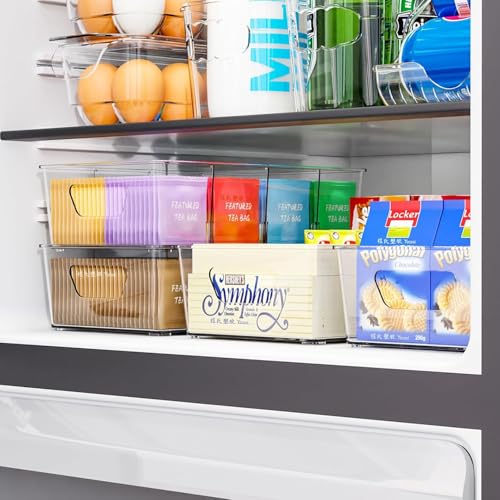Image of Stackable 8 Pack Snack Organizer for Pantry Shelf,Clear Pantry Organizers and Storage Bins for Fridge,Office,Cupboard,Plastic Pantry Snack Organizer For Breast Milk,Tea Bag,Food Storage Containers