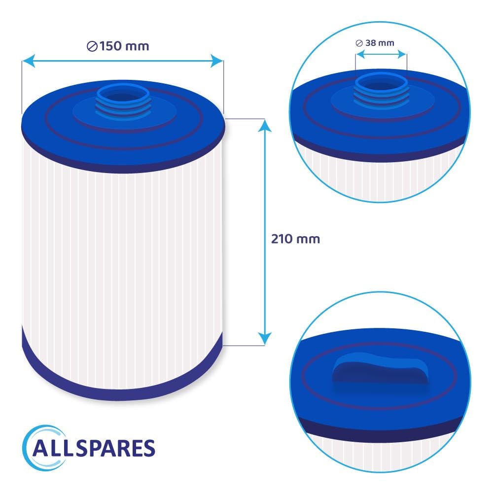 AllSpares Filtre pour Spa (2X) adapté pour SC714 / 60401 / 6CH-940 / PWW50P3 / FC-0359/817-0050/378902 (Ø150x210mm)