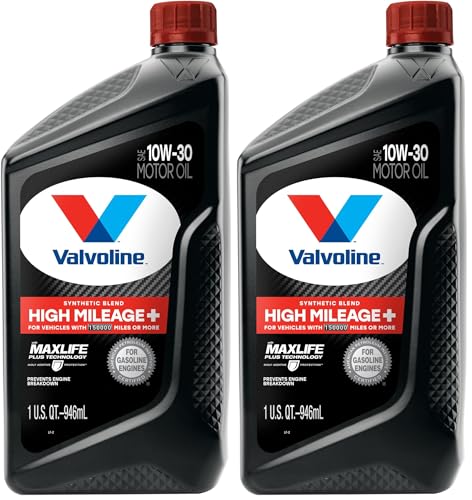 Image of Valvoline High Mileage 150K with MaxLife Plus Technology Motor Oil SAE 10W-30 1 QT (Pack of 2)