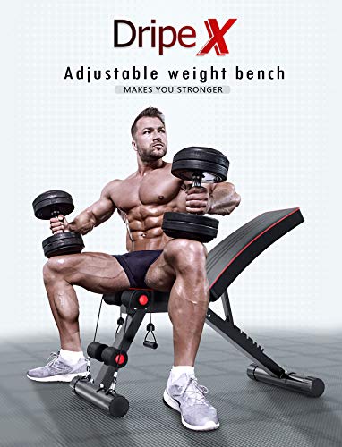Dripex Adjustable Folding Weight Bench (2021 Upgraded Version), 330lbs Capacity Decline Incline Bench Press Workout Bench for Strength Training Home Gym