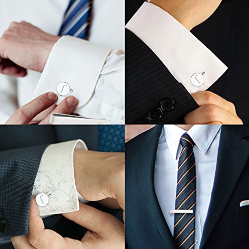 GORGECRAFT Klassieke Manchetknopen voor Mannen Tie Clips en Manchetknopen Sets voor Mannen Alfabet Initiële Letter Manchetknopen voor Formele Zakelijke Bruiloft,J - Image 5