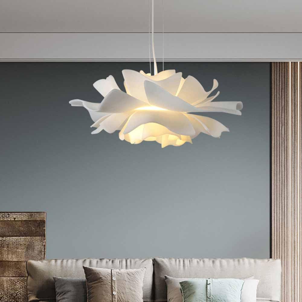 TRIVIDHA Lámpara Colgante Blanca Nórdica Con Forma De Flor Lámparas De Diseño De Arte Acrílico Creativo Lámpara Colgante De Altura Ajustable Para Dormitorio Para Sala De Estar Restaurante Pasillo Café