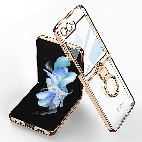 Coque Z Flip 6 avec anneau support et protection petit écran intégrée or